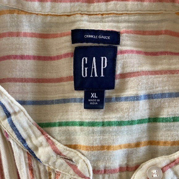 GAP crinkle gauze cotton metallic rainbow 🌈 long sleeve button down size XL - Picture 6 of 8